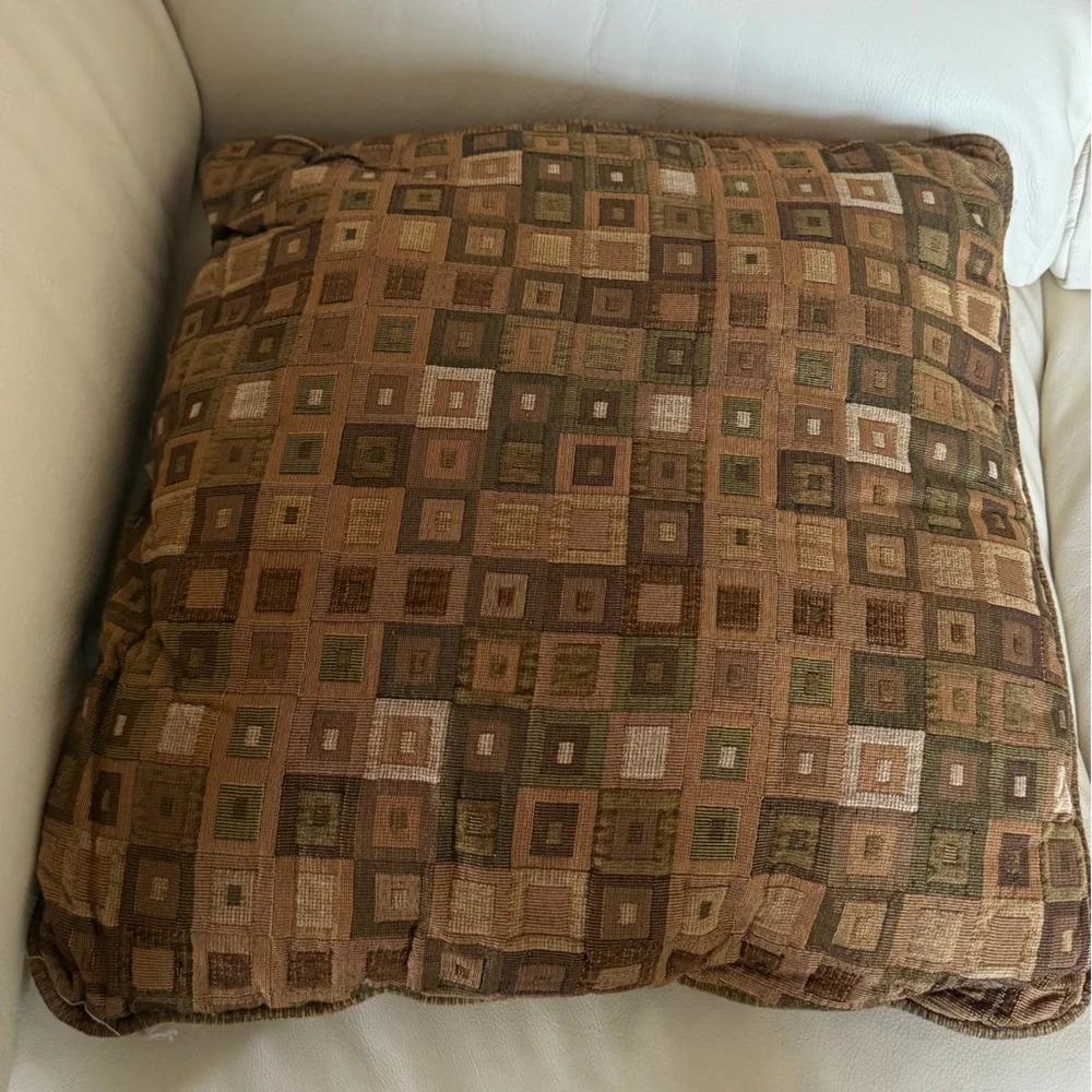 Geometric Patterned Brown Cushion